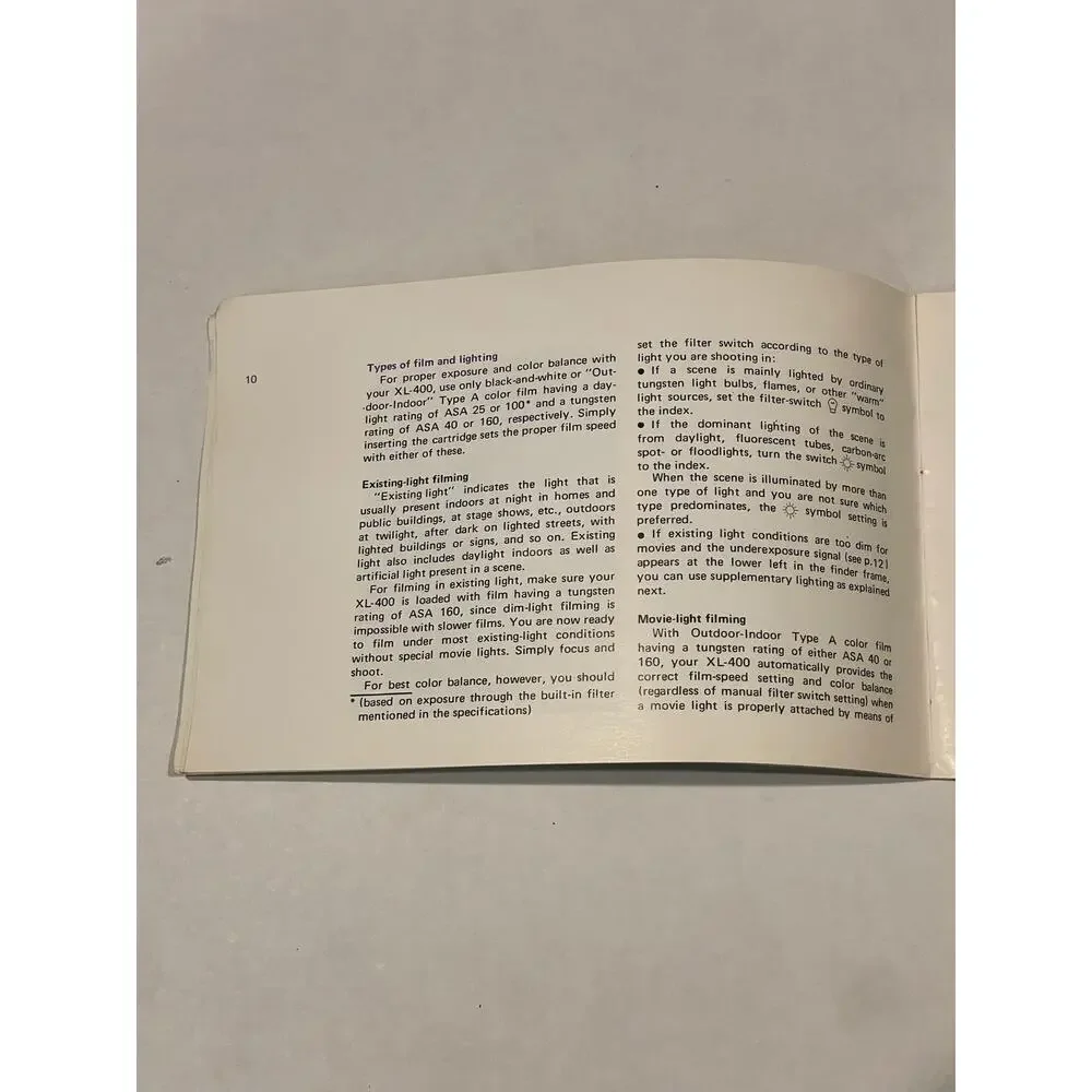 Minolta XL-400 Owner's Manual Super 8 camera film movie 1974